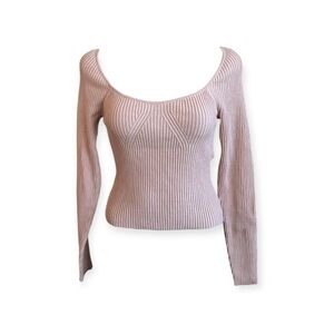 Lulu’s Ribbed Knit Scoop Neck Sweater Top Fitted Long Sleeve small